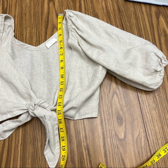 NEW Posse Mia Top in Natural, Knot-detailed Linen Cropped Top - Picture 9 of 10